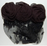 Black Chiffon Rose and Netted Lace Childrens Snood