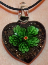 Green and Black Glass Heart Pendant Jewelry
