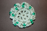 Sage Green Mini Crocheted Hair Bun Cover with Beads Scolloped