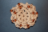Light Brown Mini Crocheted Hair Bun Cover with Beads Scolloped