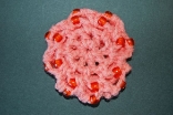 Orange (Shrimp) Mini Crocheted Hair Bun Cover with Beads Scolloped