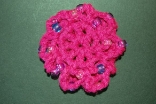 Fuschia (Pink) Mini Crocheted Hair Bun Cover with Beads Scolloped