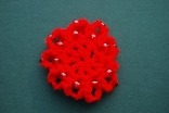 Red Mini Crocheted Hair Bun Cover with Beads Scolloped
