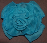 Teal Blue Double Rose Hair Bow Barrette