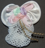 Childrens White Pastel Mini Snood with Gold Bead Accent