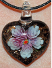 Rose and Black Glass Heart Pendant Jewelry (SKU: GJPNDROSE001)