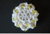 White with Yellow Beads Mini Crocheted Hair Bun Cover Scolloped (SKU: HBC-WYBS001)